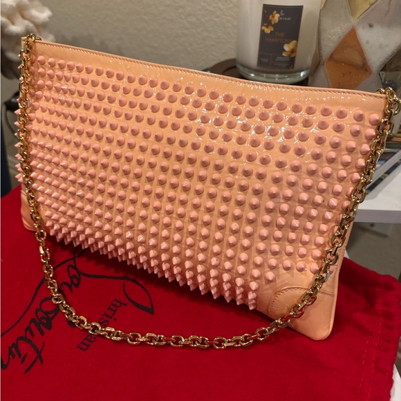 Christian Louboutin Pink Studded Loubiposh Clutch / shoulder bag - Picture 3 of 14